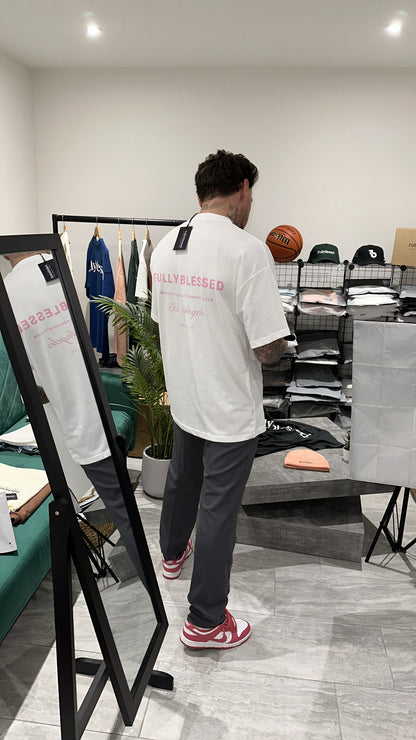 BEVERLY HILLS COMMUNITY CLUB T-SHIRT - WHITE/PINK